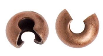 100 3mm Antique Copper Crimp Covers