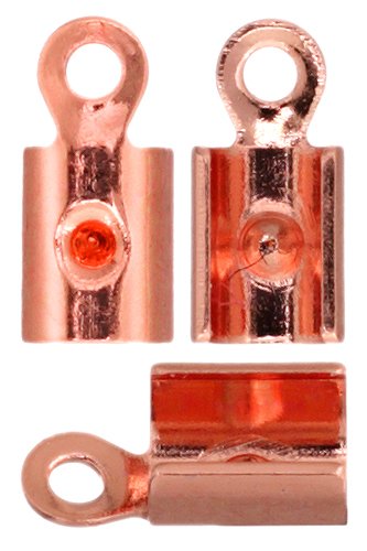 50 7x3mm Small Bright Copper Foldover Crimp Ends
