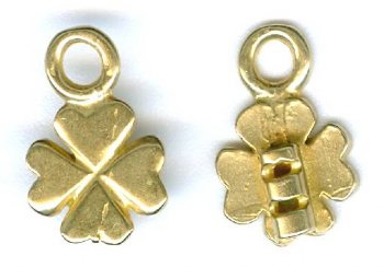 Set of 15x6mm Brass Clover 1.4mm Hole Cord Ends