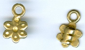 Set of 15x6mm Brass Flower 3mm Hole Cord Ends