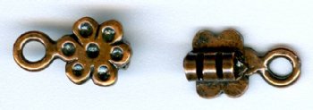 Set of 12x7mm Antique Copper Flower 2mm Hole Cord Ends