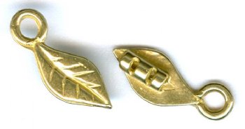 Set of 15x6mm Brass Leaf 1.4mm Hole Cord Ends