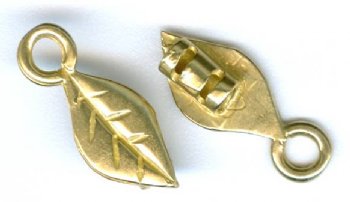 Set of 15x6mm Brass Leaf 2mm Hole Cord Ends