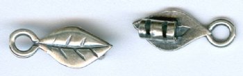 Set of 15x6mm Antique Silver Leaf 2mm Hole Cord Ends