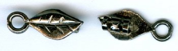 Set of 15x6mm Gunmetal Leaf 2mm Hole Cord Ends
