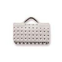 18 10x7mm Bright Silver Grid Ribbon Ends