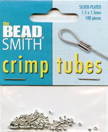 100 1.5x1.5mm Bright Silver Crimp Tubes