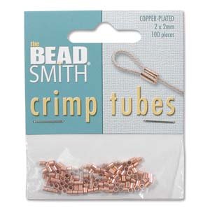 100 2x2mm Bright Copper Crimp Tubes