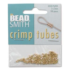 100 2x2mm Bright Gold Crimp Tubes