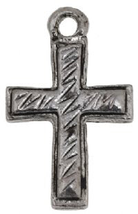 1 18x13mm Antique Silver Etched Cross Pendant