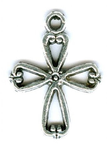 1 18x17mm Antique Silver Open Cross Pendant with Dots