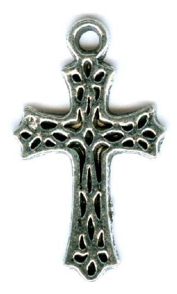 1 25x17mm Antique Silver Floral Cross Pendant
