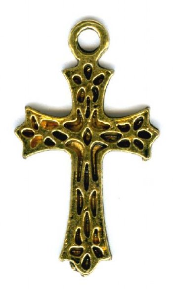 1 25x17mm Antique Gold Floral Cross Pendant
