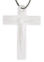 10, 40x24mm Opaque White Acrylic Missionary Crosses