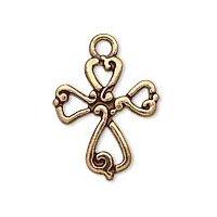 1 17x14mm Antique Gold Open Flourish Cross Pendant