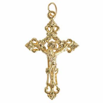 1, 49x33mm Bright Gold Crucifix Pendant