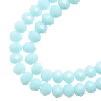 78, 4x6mm Faceted Opaque Light Blue Crystal Lane Donut Rondelle Beads