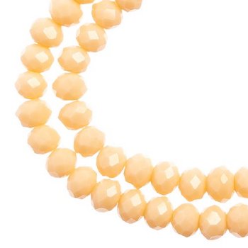 78, 4x6mm Faceted Opaque Cream Crystal Lane Donut Rondelle Bead