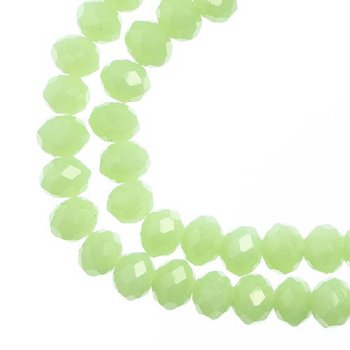 78, 4x6mm Faceted Opaque Light Green Crystal Lane Donut Rondelle Beads