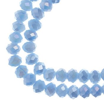78, 4x6mm Faceted Opaque Light Periwinkle Crystal Lane Donut Rondelle Beads
