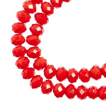 78, 4x6mm Faceted Opaque Red Crystal Lane Donut Rondelle Beads