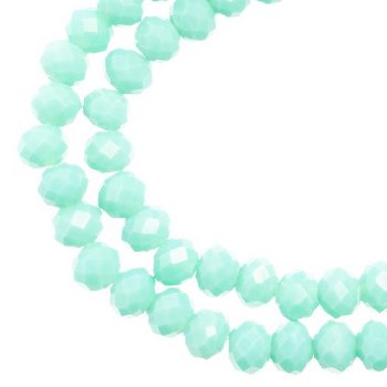78, 4x6mm Faceted Opaque Turquoise Green Crystal Lane Donut Rondelle Beads