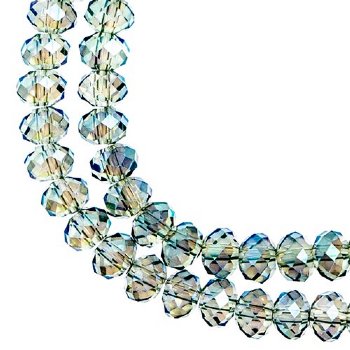 78, 4x6mm Faceted Transparent Green Lustre Crystal Lane Donut Rondelle Beads