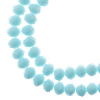 58, 6x8mm Faceted Opaque Light Blue Crystal Lane Donut Rondelle Beads