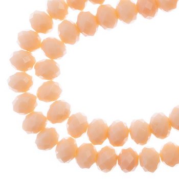 58, 6x8mm Faceted Opaque Cream Crystal Lane Donut Rondelle Beads