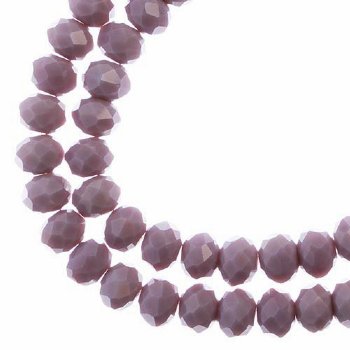 58, 6x8mm Faceted Opaque Dark Purple Crystal Lane Donut Rondelle Beads