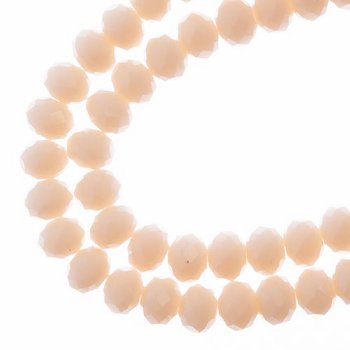 58, 6x8mm Faceted Opaque Light Cream Crystal Lane Donut Rondelle Beads