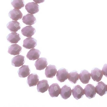 58, 6x8mm Faceted Opaque Mauve Crystal Lane Donut Rondelle Beads