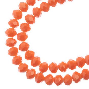 58, 6x8mm Faceted Opaque Orange Crystal Lane Donut Rondelle Beads