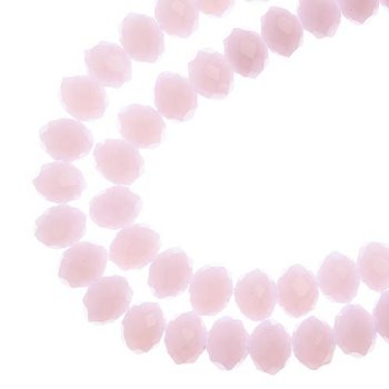 58, 6x8mm Faceted Opaque Pink Crystal Lane Donut Rondelle Beads