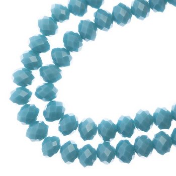 58, 6x8mm Faceted Opaque Turquoise Blue Crystal Lane Donut Rondelle Beads