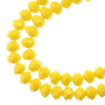 58, 6x8mm Faceted Opaque Yellow Crystal Lane Donut Rondelle Beads