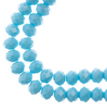 46, 8x10mm Faceted Opaque Blue Crystal Lane Donut Rondelle Beads