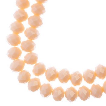 46, 8x10mm Faceted Opaque Cream Crystal Lane Donut Rondelle Beads