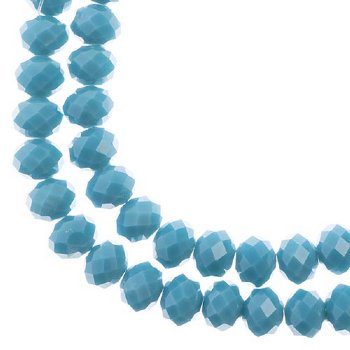 46, 8x10mm Faceted Opaque Dark Blue Crystal Lane Donut Rondelle Beads