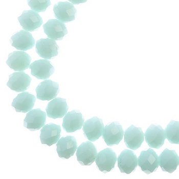 46, 8x10mm Faceted Opaque Light Blue Crystal Lane Donut Rondelle Beads