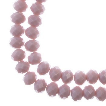 46, 8x10mm Faceted Opaque Mauve Crystal Lane Donut Rondelle Beads