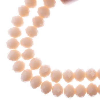 46, 8x10mm Faceted Opaque Light Cream Crystal Lane Donut Rondelle Beads