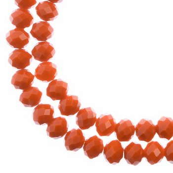 46, 8x10mm Faceted Opaque Orange Crystal Lane Donut Rondelle Beads