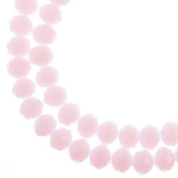 46, 8x10mm Faceted Opaque Pink Crystal Lane Donut Rondelle Beads