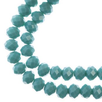 46, 8x10mm Faceted Opaque Turquoise Blue Crystal Lane Donut Rondelle Beads