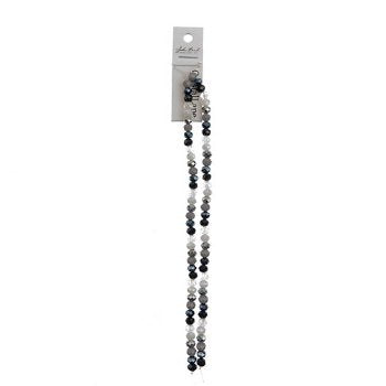 78, 4x6mm Faceted Shades of Grey Mix Crystal Lane Donut Rondelle Beads