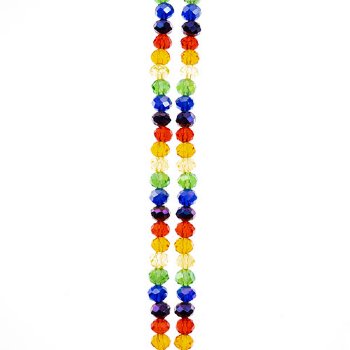 78, 4x6mm Faceted Transparent Rainbow Mix Crystal Lane Donut Rondelle Beads