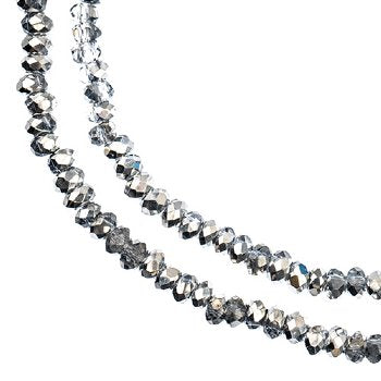 246, 1.5x2.5mm Faceted Half Coat Silver AB Crystal Lane Donut Rondelle Beads