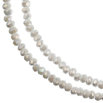 246, 1.5x2.5mm Faceted Opaque White AB Crystal Lane Donut Rondelle Beads