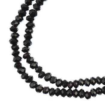 246, 1.5x2.5mm Faceted Opaque Black Crystal Lane Donut Rondelle Beads
